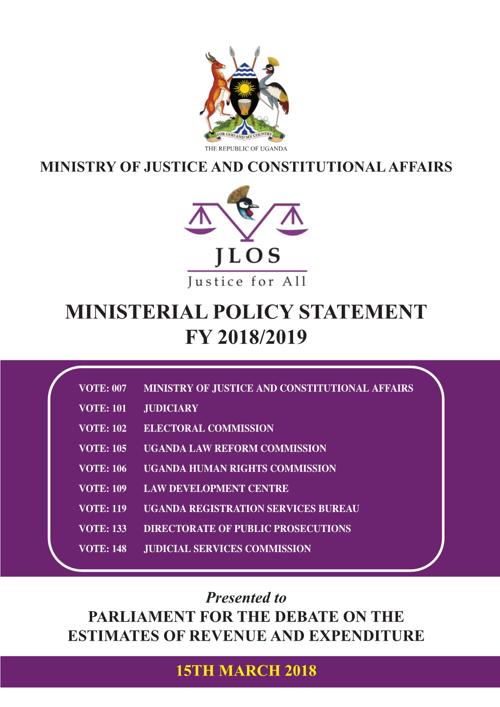 Ministerial Policy Statement Fy 2018/2019