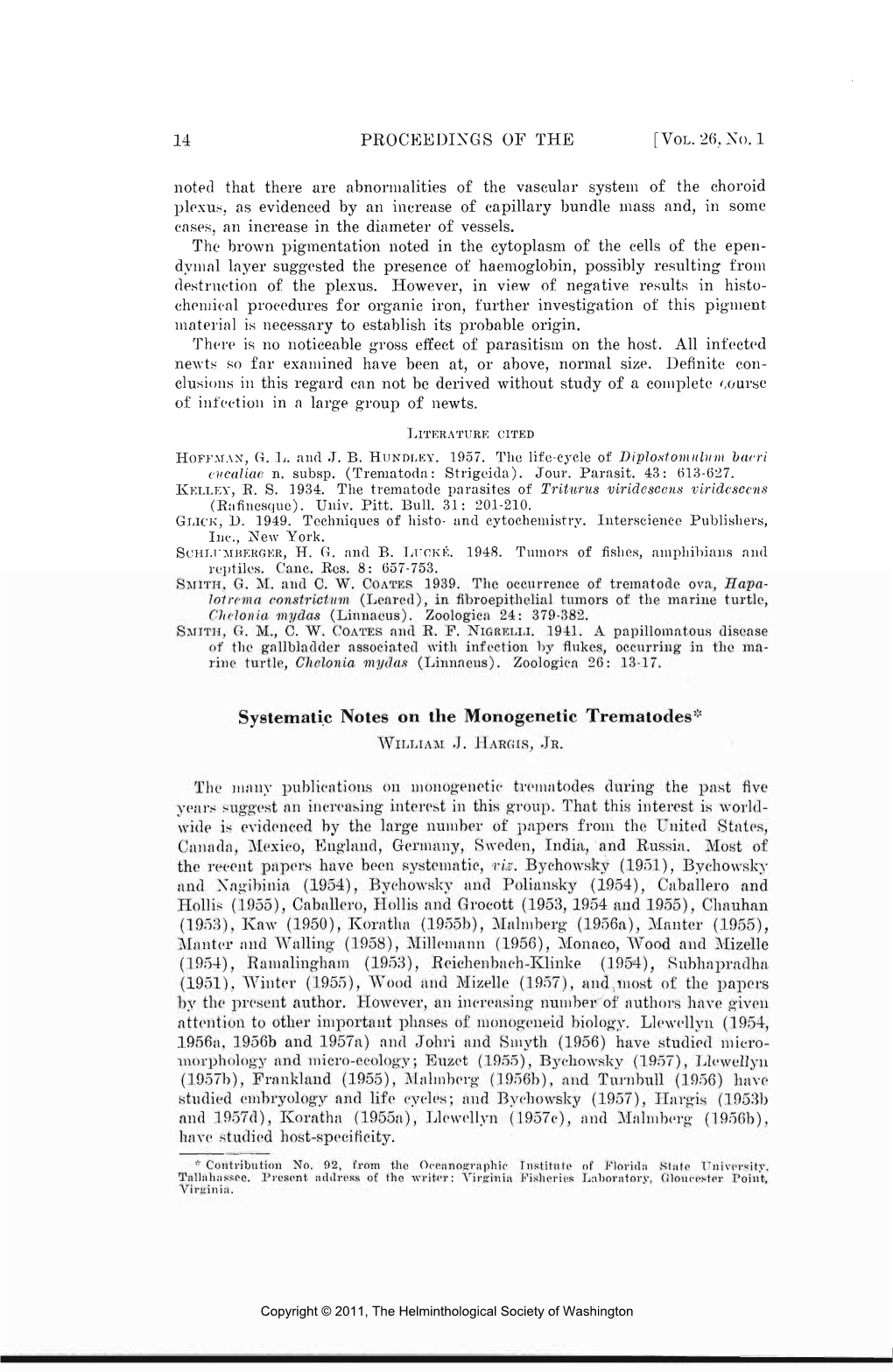 14 PROCEEDINGS of the [VOL. 26. No. 1 Noted That There Are