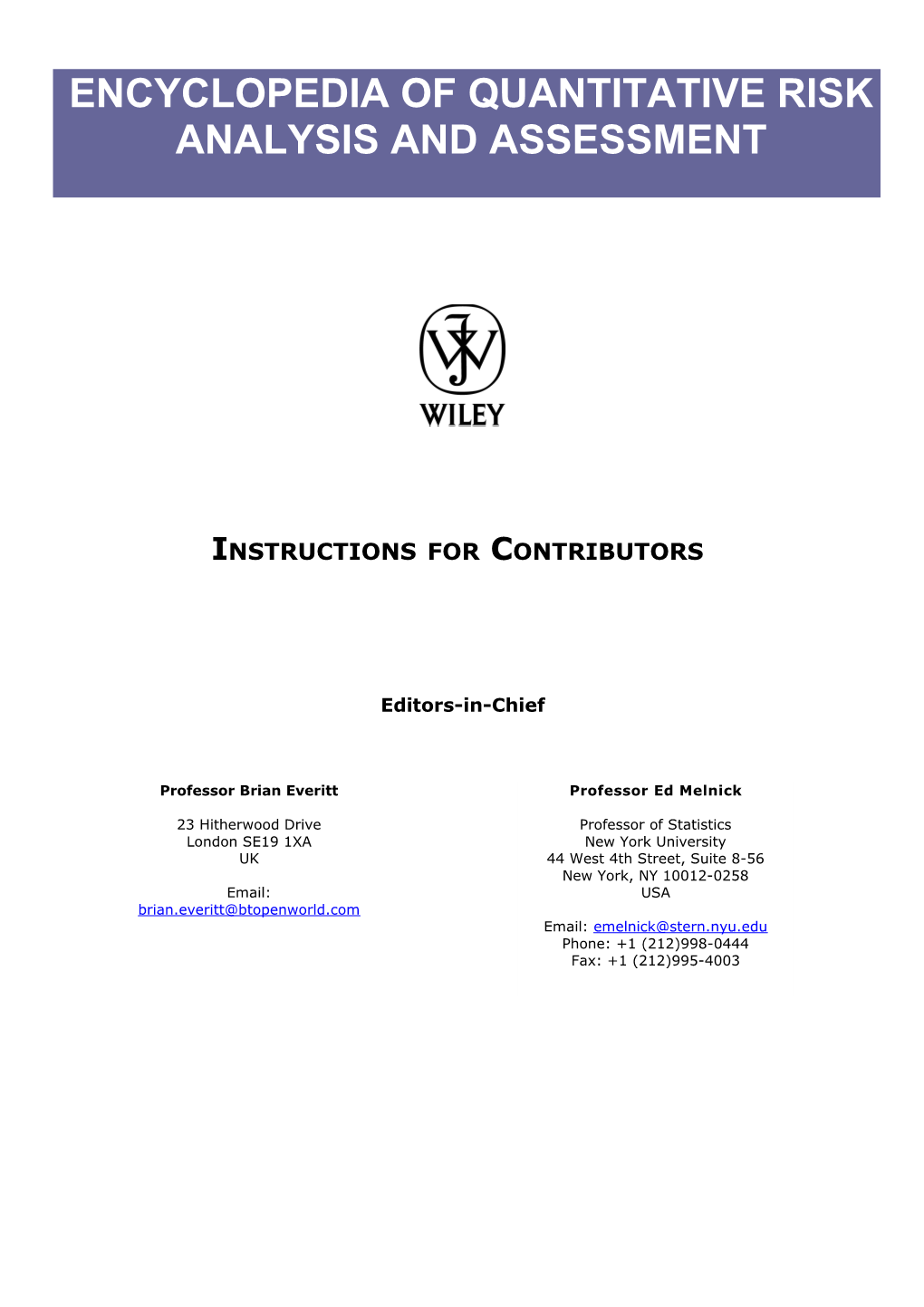 Instructions for Contributors