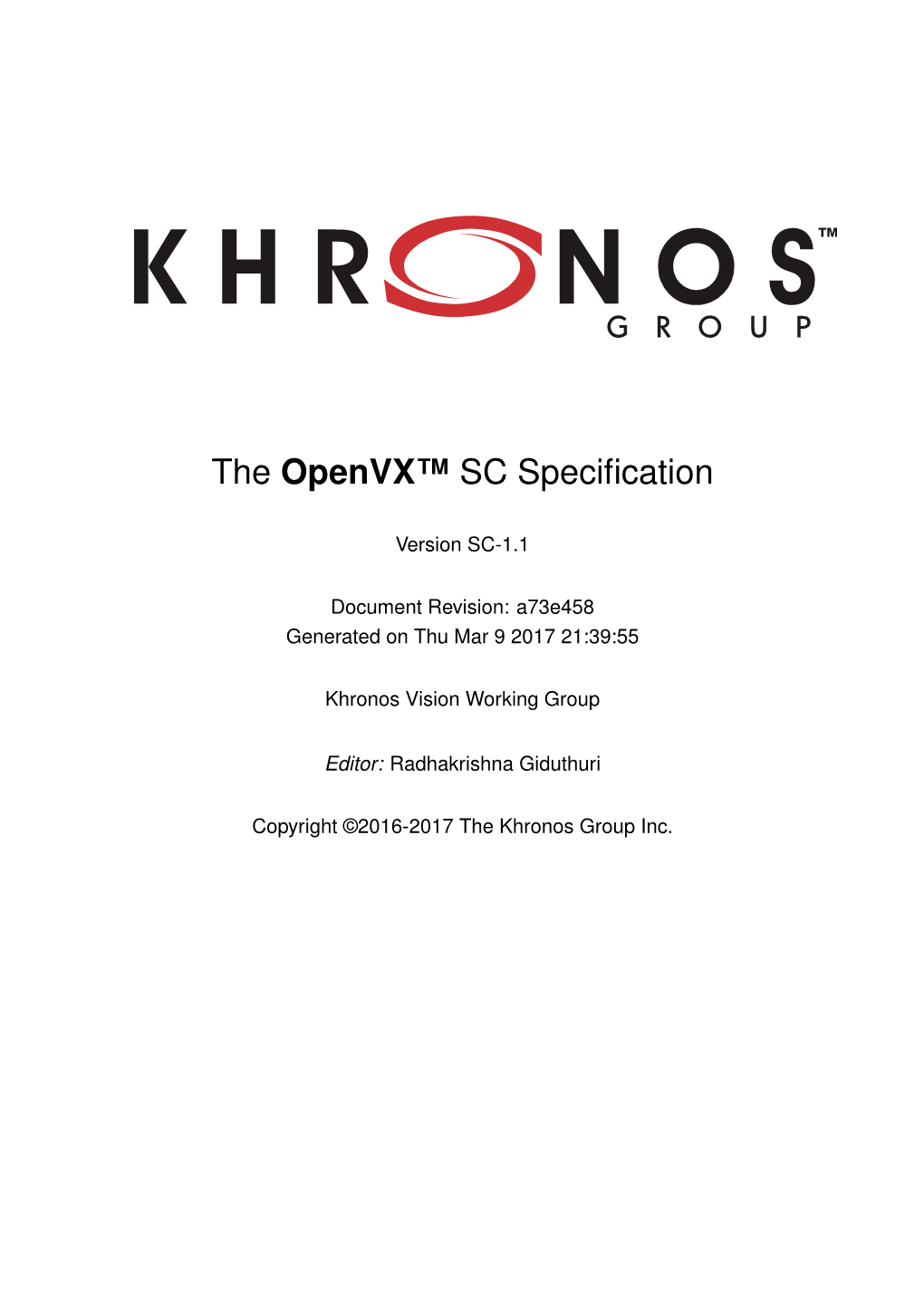 The Openvx™ SC Specification