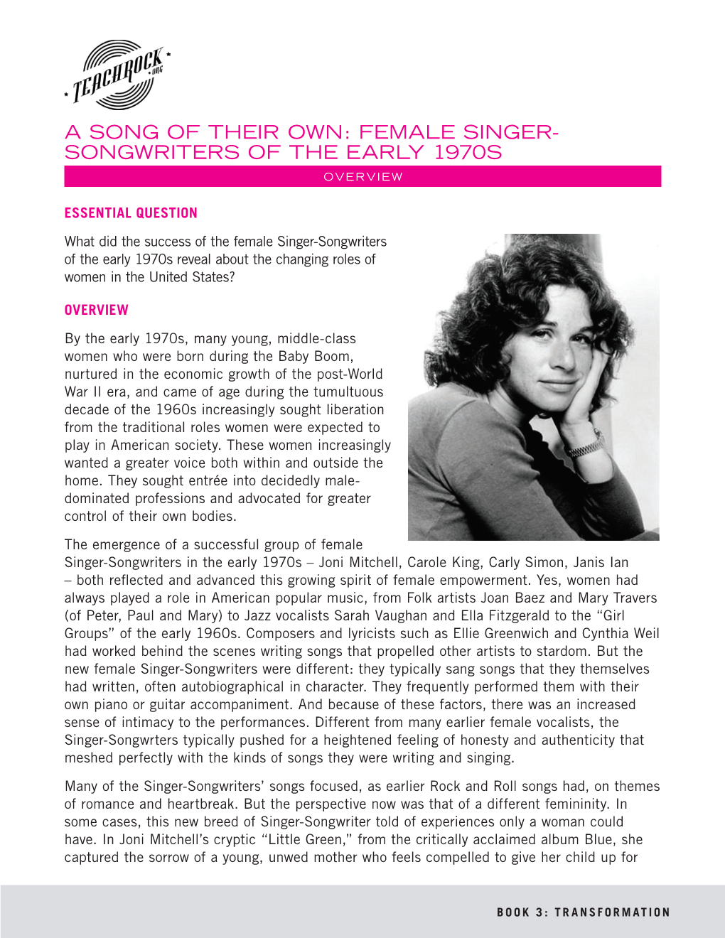 A Song of Their Own: Female Singer- Songwriters of the Early 1970S Overview