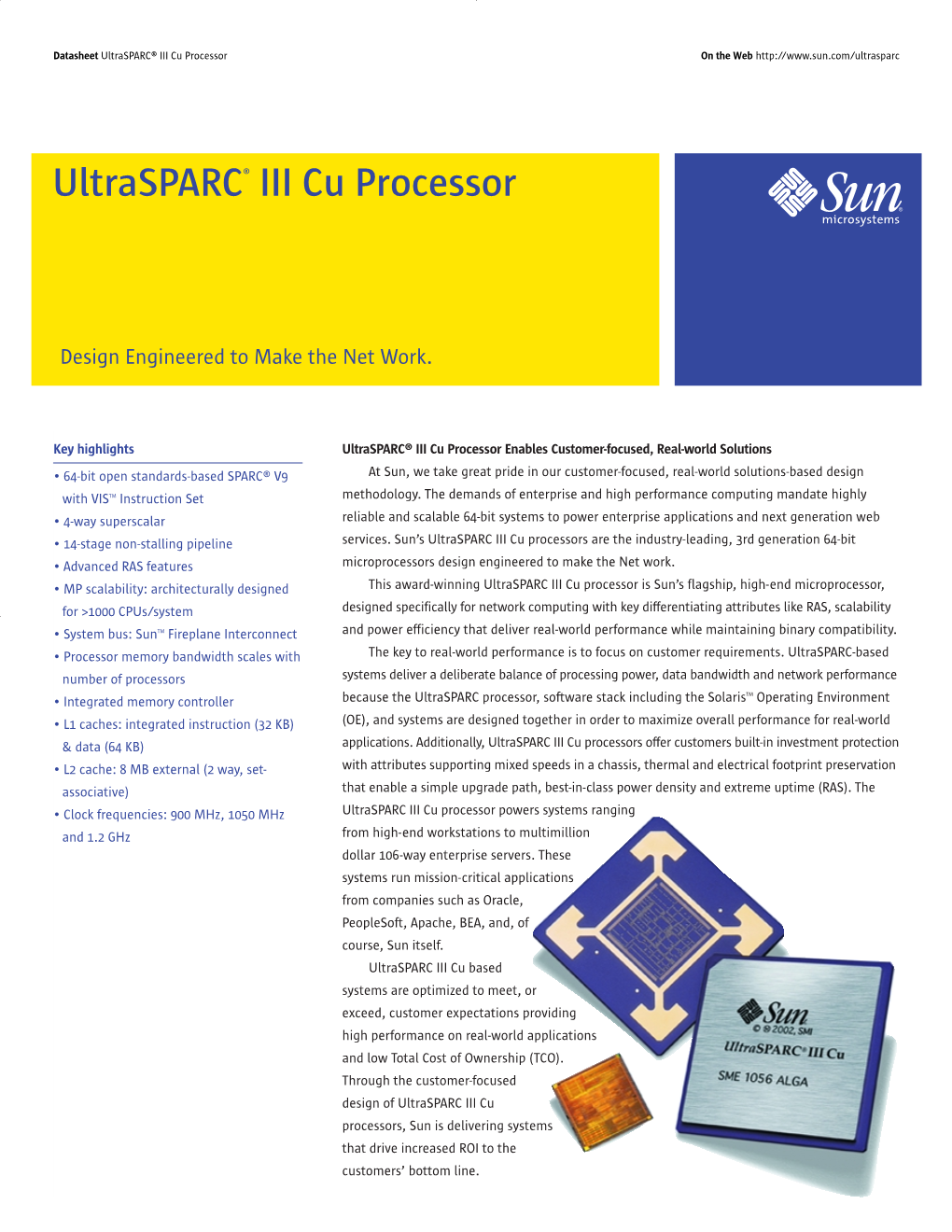 Ultrasparc III Cu Processor Product Bulletin