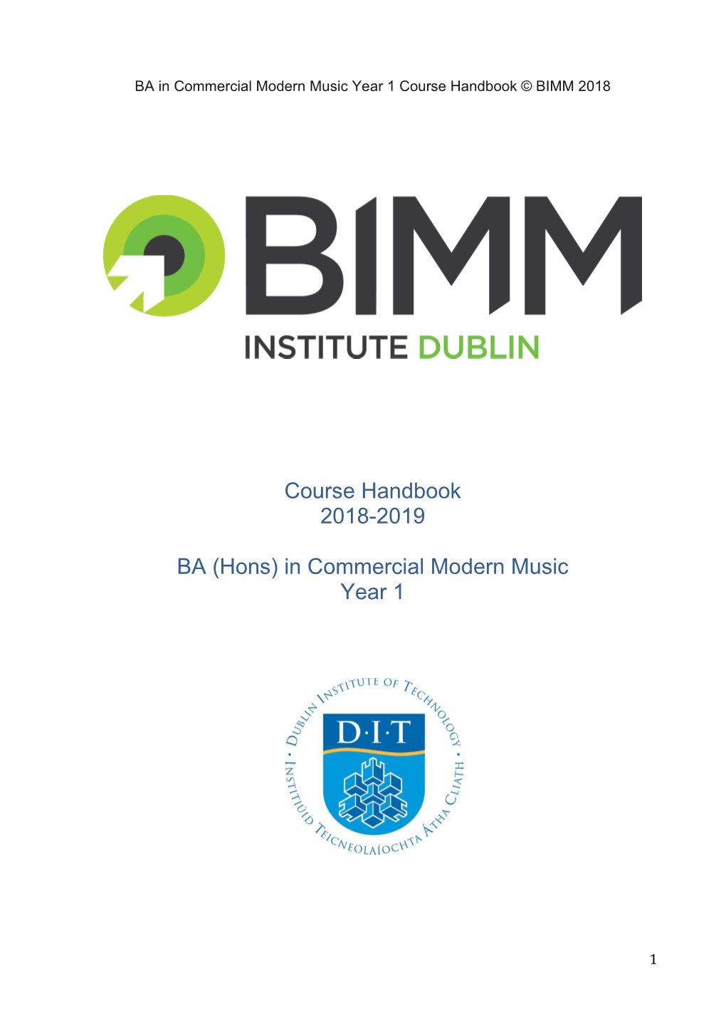 Course Handbook 2018-2019 BA (Hons) in Commercial Modern