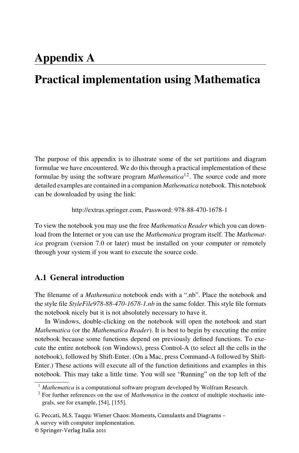 Appendix a Practical Implementation Using Mathematica