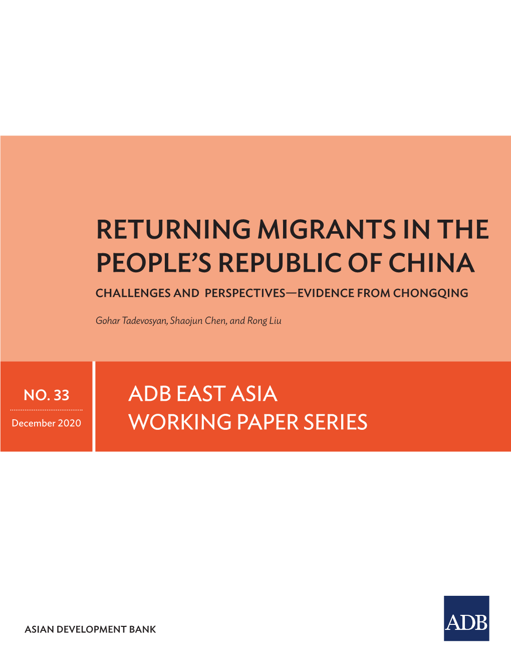 Returning Migrants in the People's Republic of China