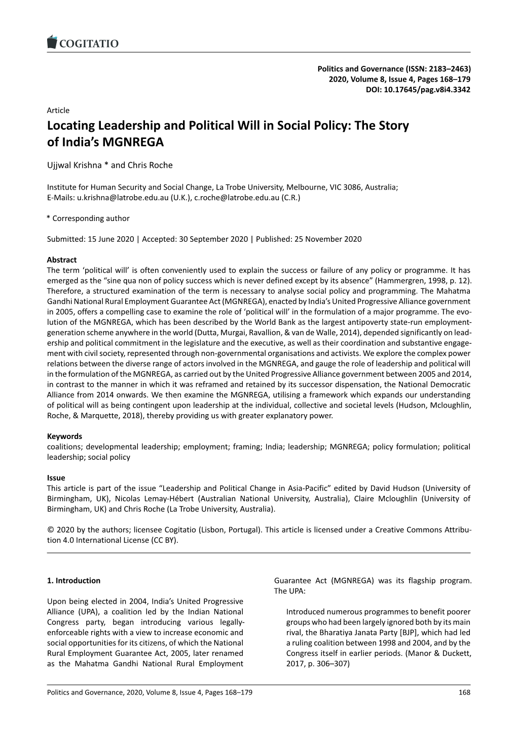 Locating Leadership and Political Will in Social Policy: the Story of India's