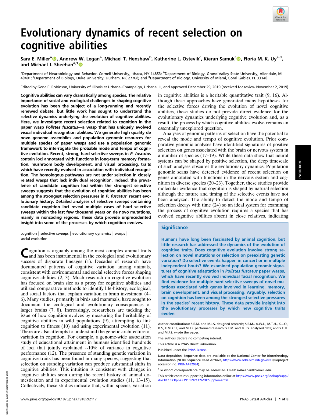 Evolutionary Dynamics of Recent Selection on Cognitive Abilities