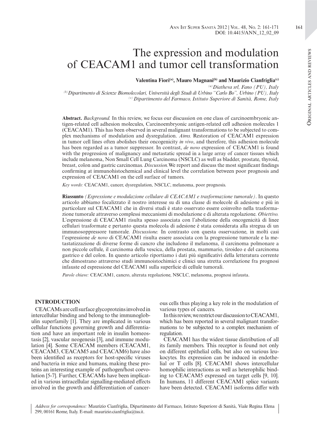 The Expression and Modulation of Ceacam1 and Tumor Cell