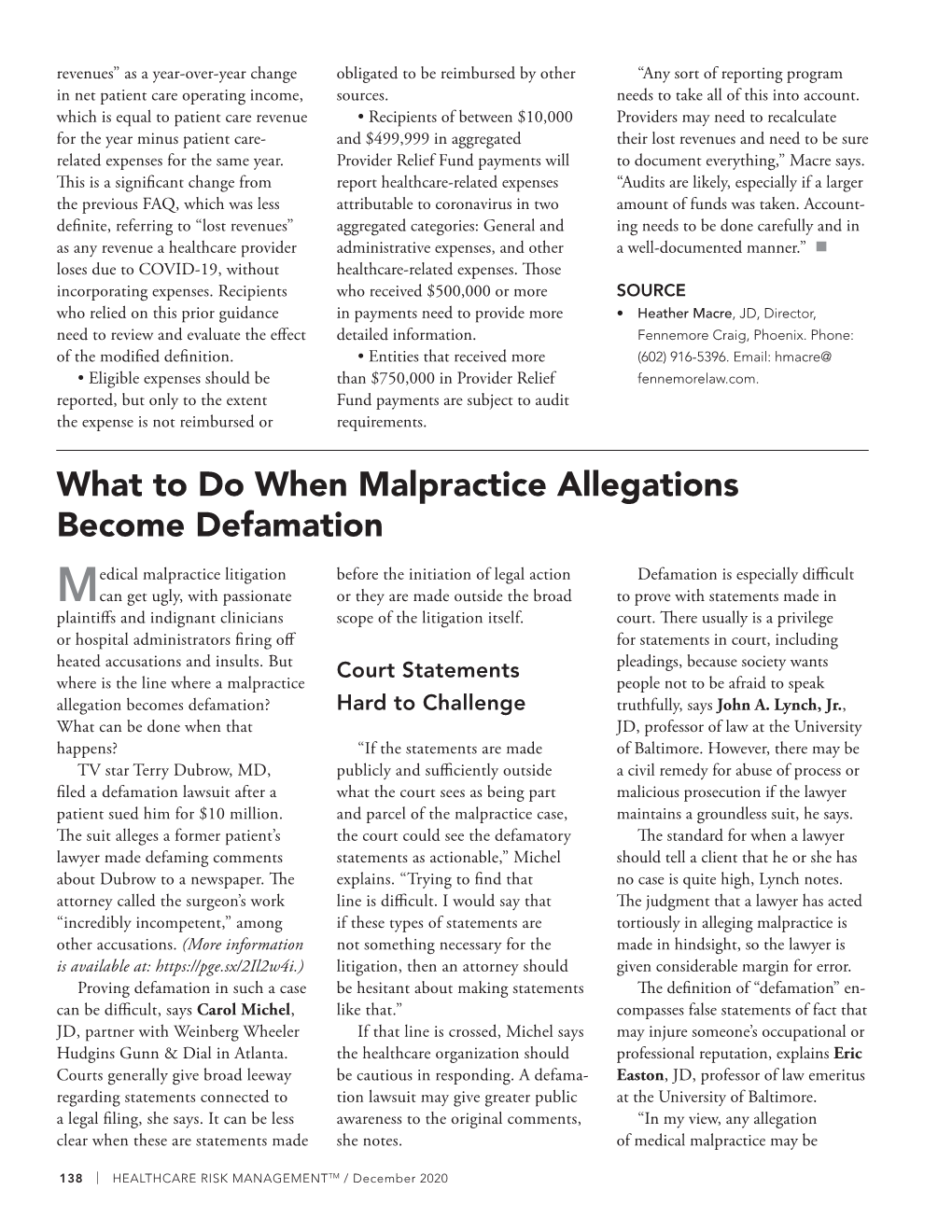 What to Do When Malpractice Allegations Become Defamation