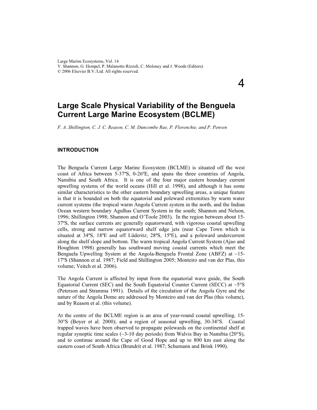 Large Scale Physical Variability of the Benguela Current Large Marine Ecosystem (BCLME)