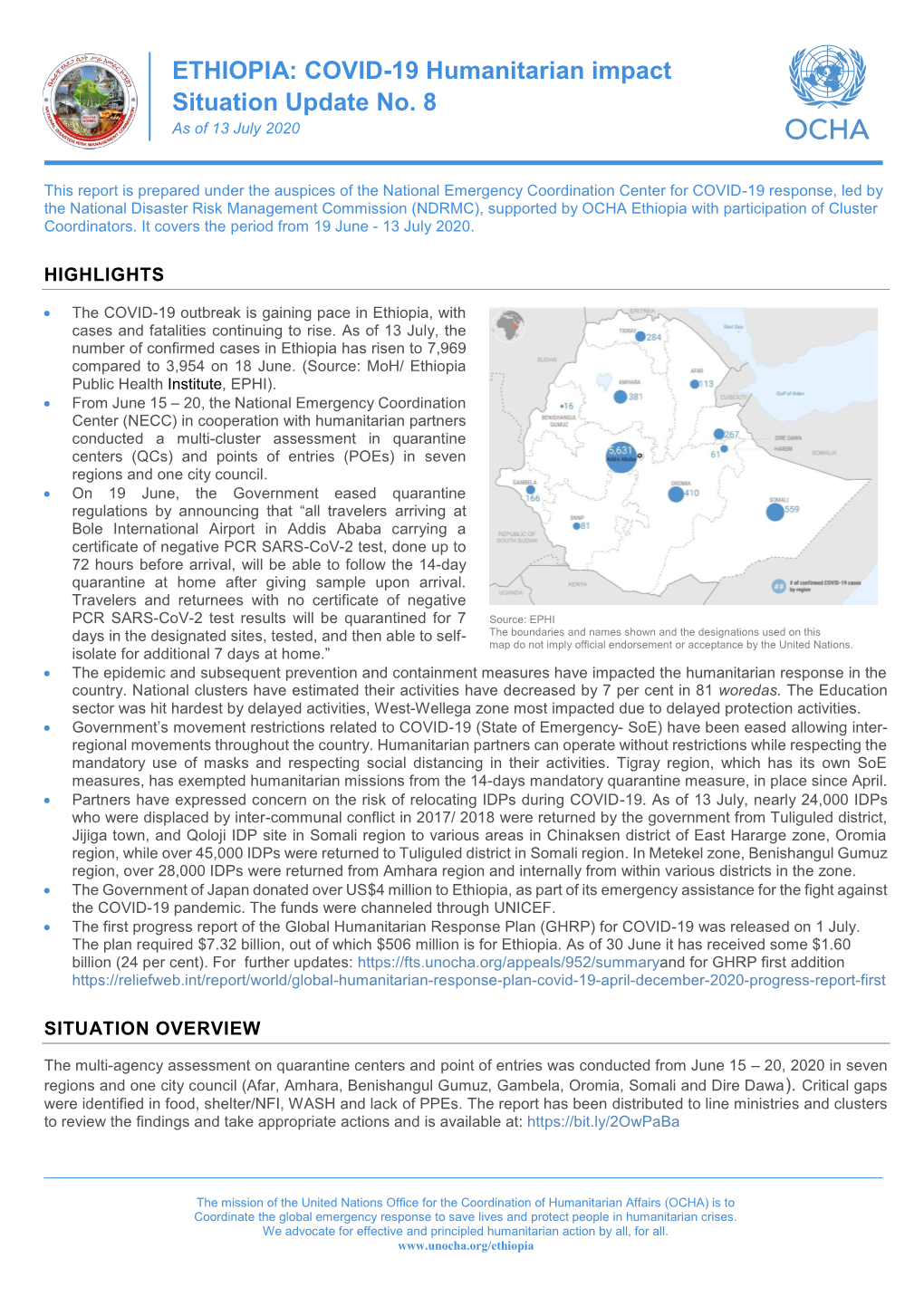 ETHIOPIA: COVID-19 Humanitarian Impact Situation Update No