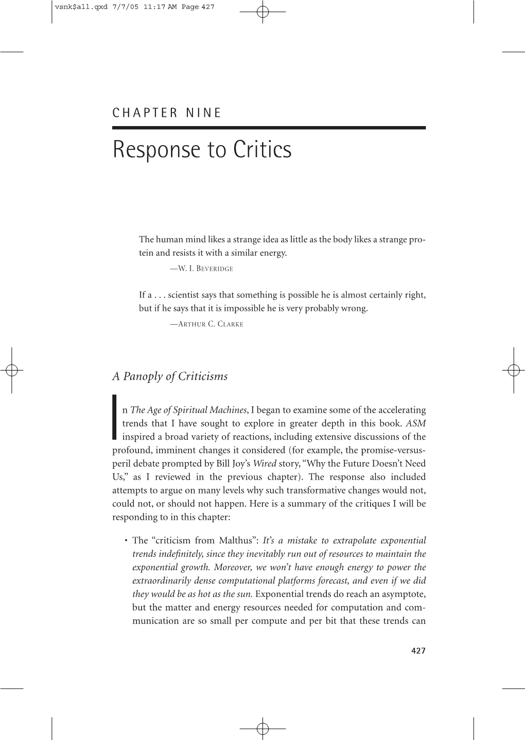 Response to Critics