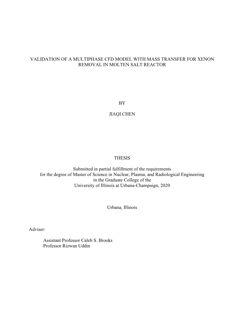 Validation of a Multiphase Cfd Model with Mass Transfer for Xenon Removal in Molten Salt Reactor