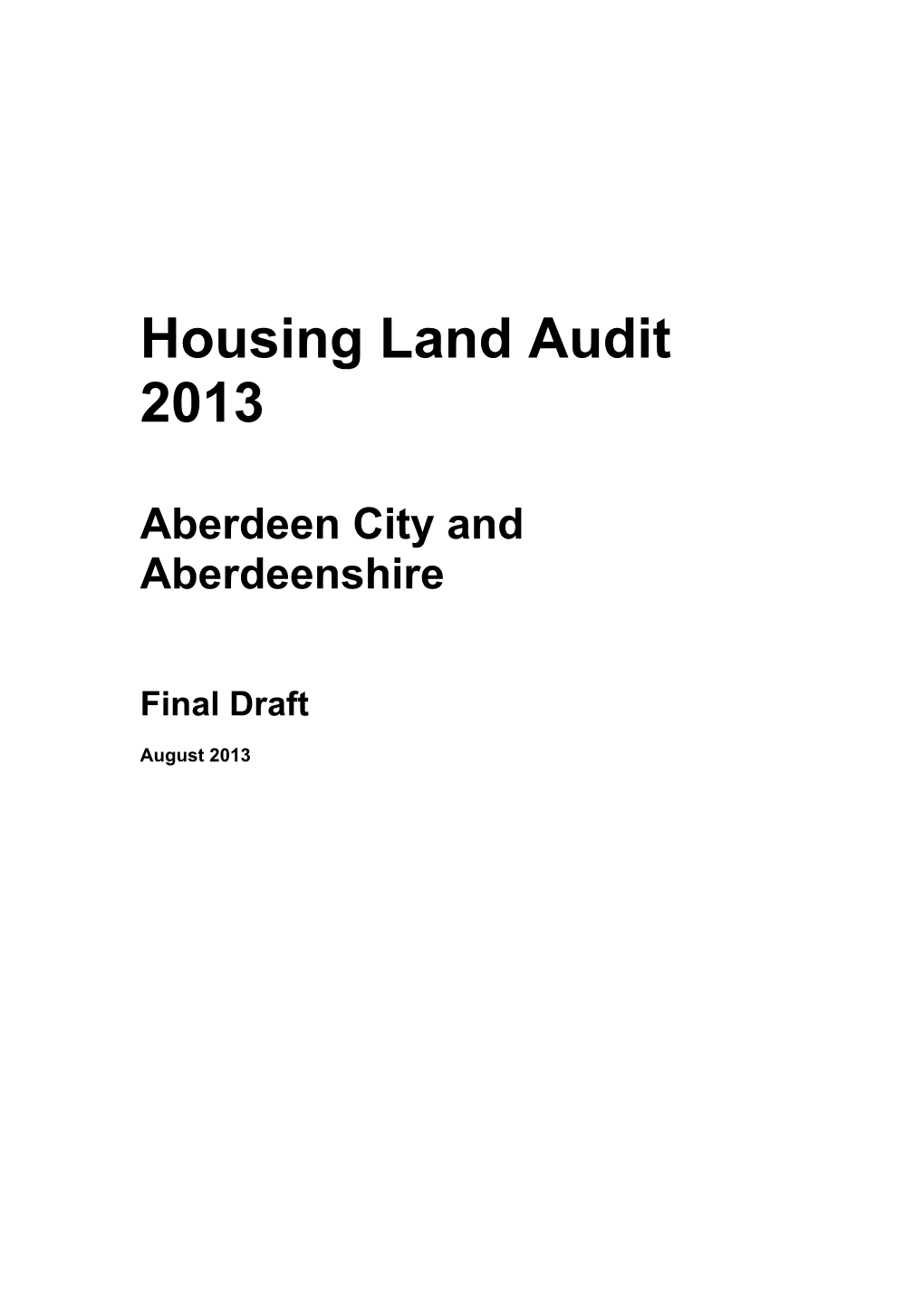 Aberdeen City and Aberdeenshire Housing Land Audit 2013
