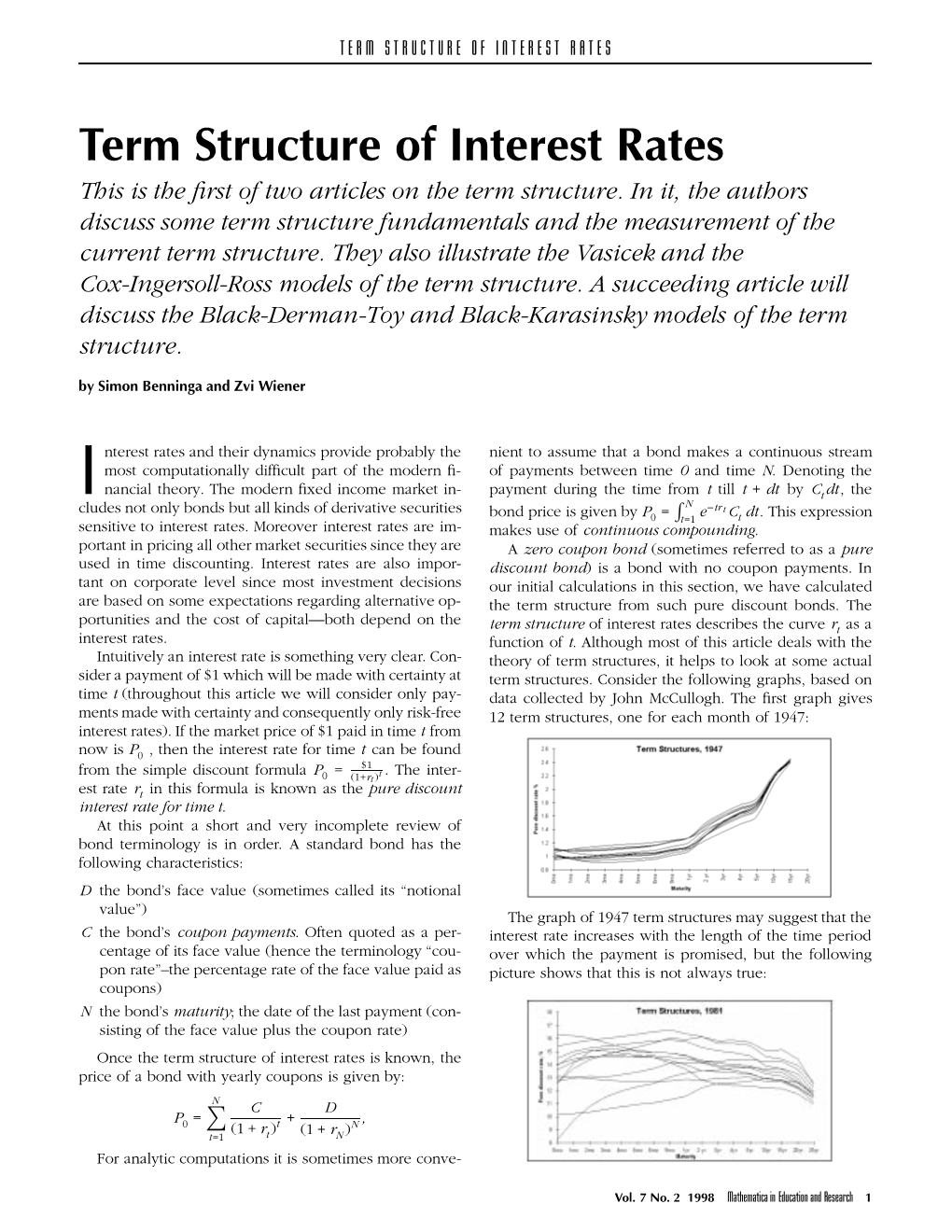 Term Structure of Interest Rates