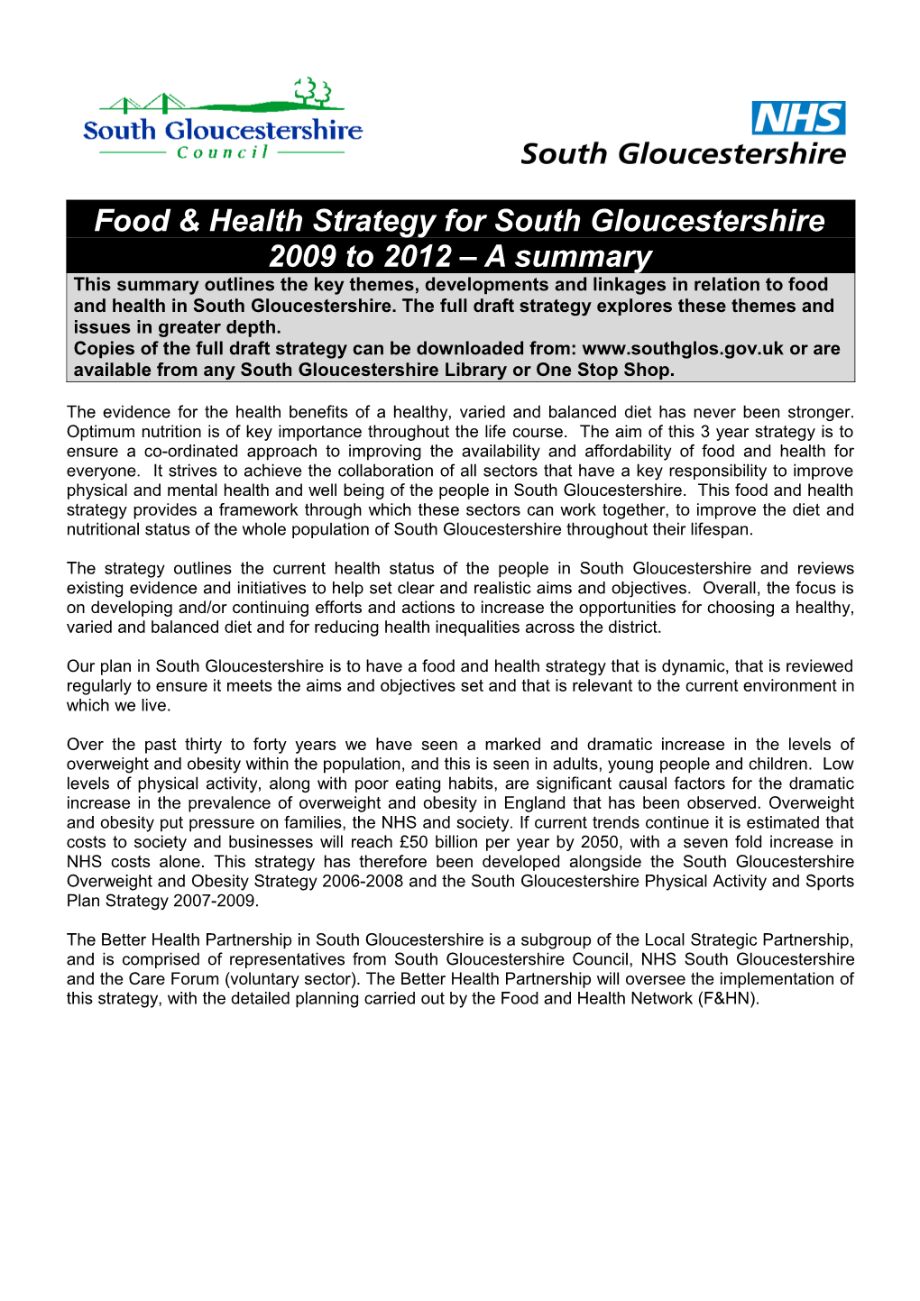 Food & Health Strategy for South Gloucestershire