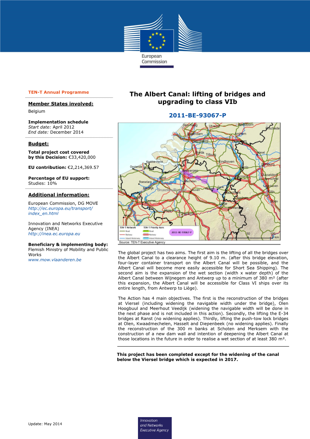 The Albert Canal: Lifting of Bridges and Member States Involved: Upgrading to Class Vib