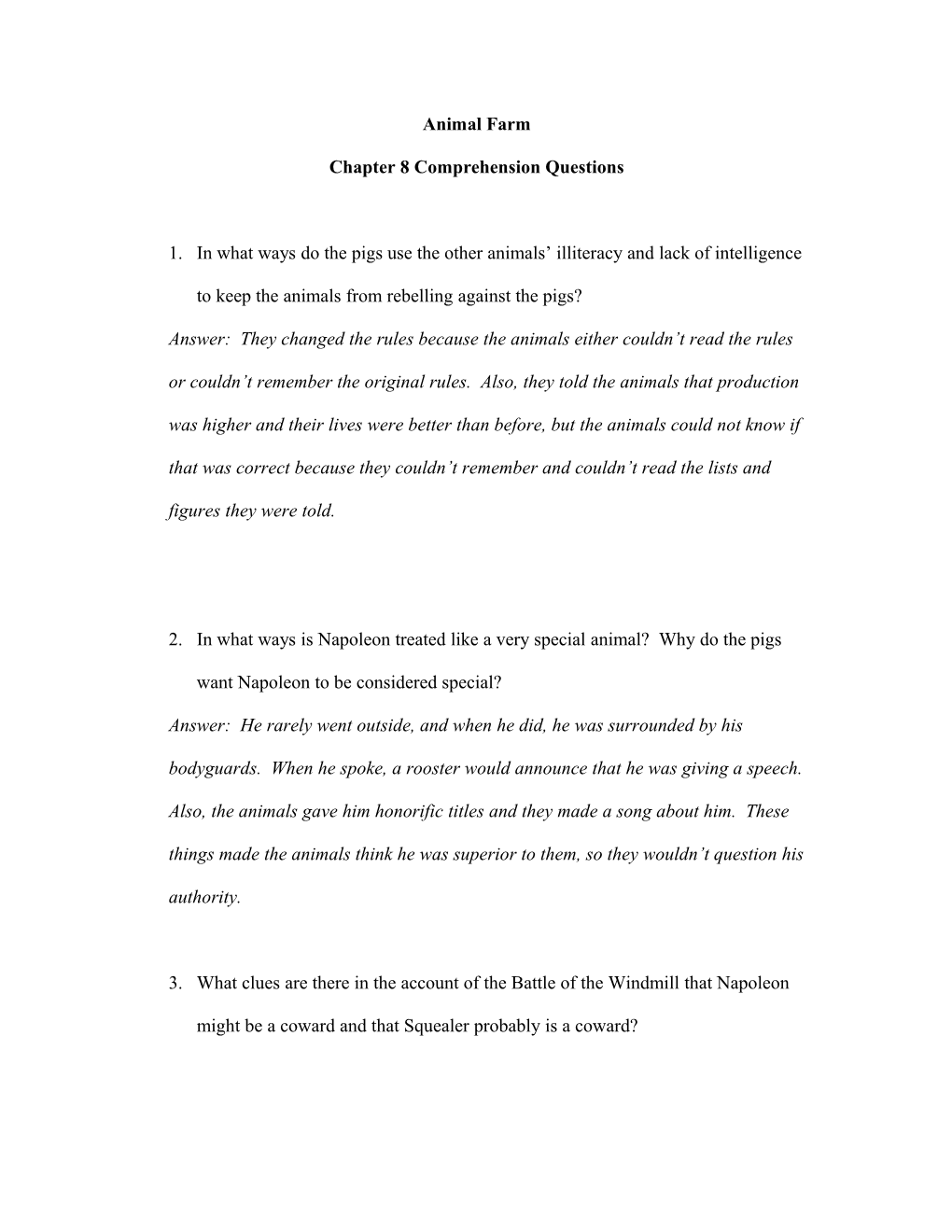 Chapter 8 Comprehension Questions