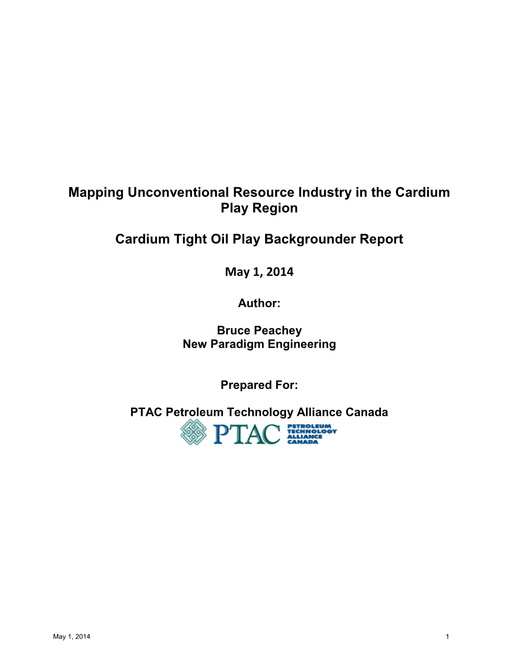 Mapping Unconventional Resource Industry in the Cardium Play Region