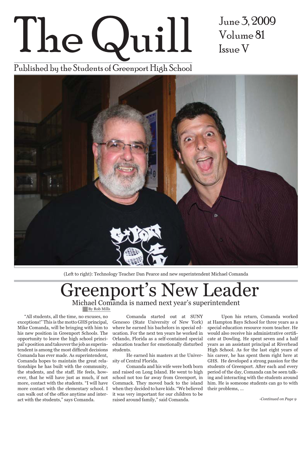 Quill Issue V Published by the Students of Greenport High School