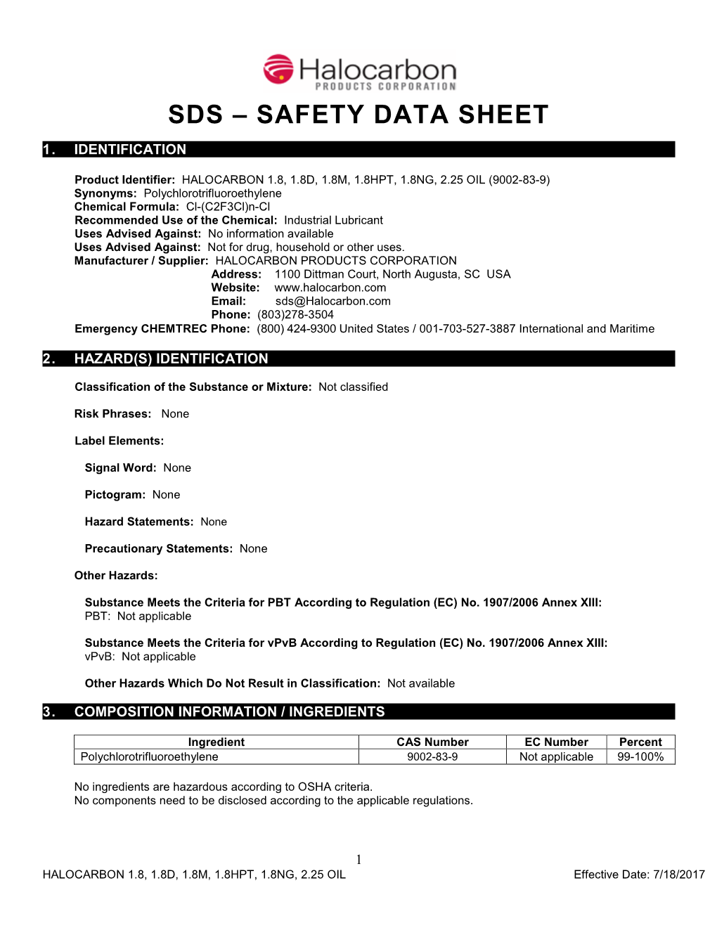 Sds – Safety Data Sheet