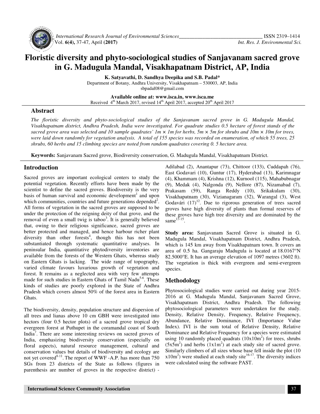 Floristic Diversity and Phyto in G. Madugula Mandal, Visak Hyto
