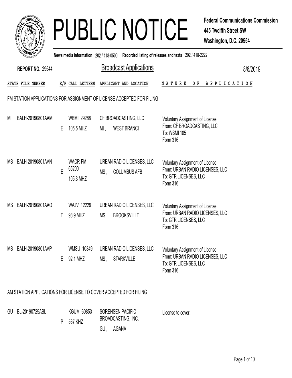 PUBLIC NOTICE Federal Communications Commission