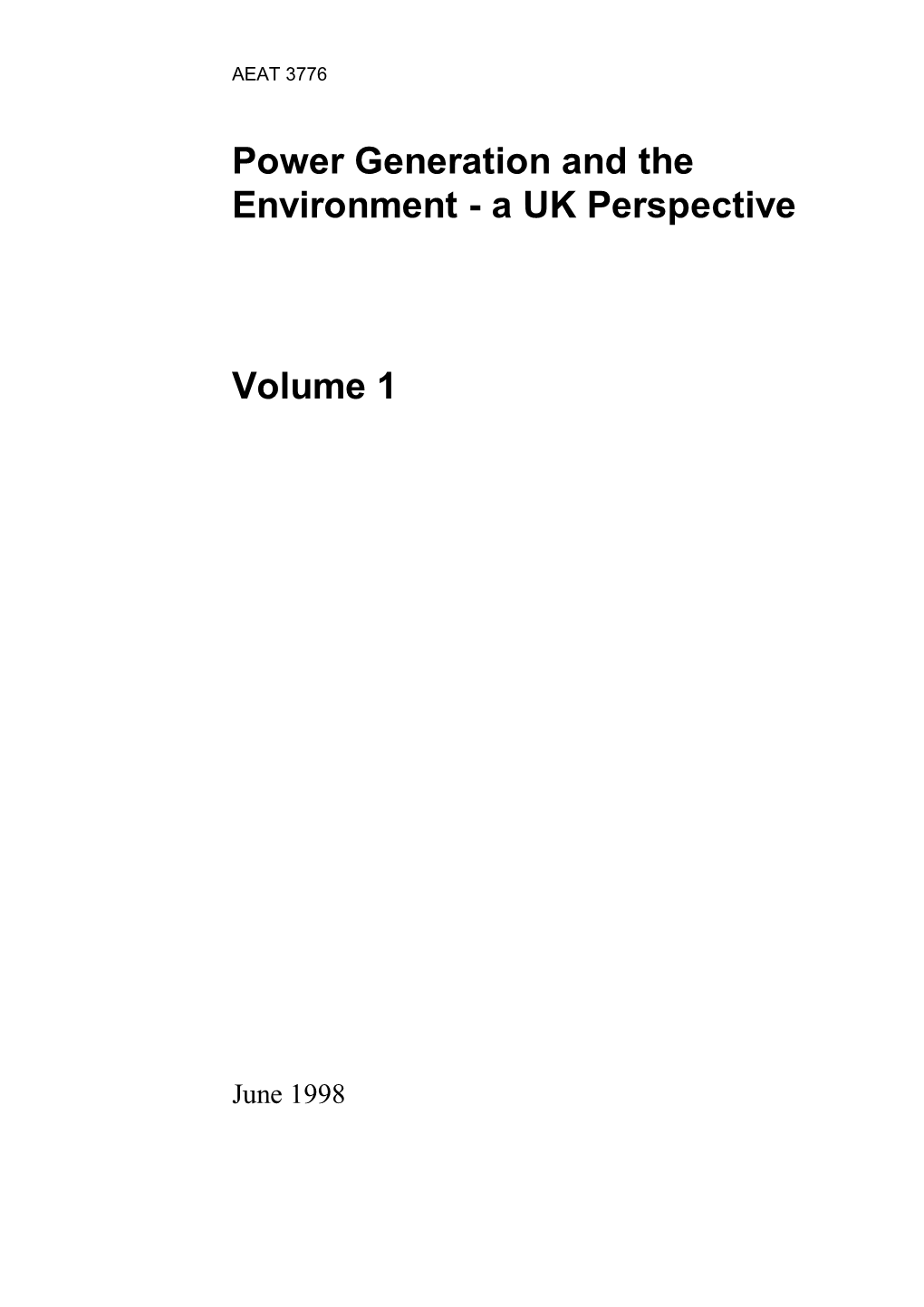 Power Generation and the Environment - a UK Perspective