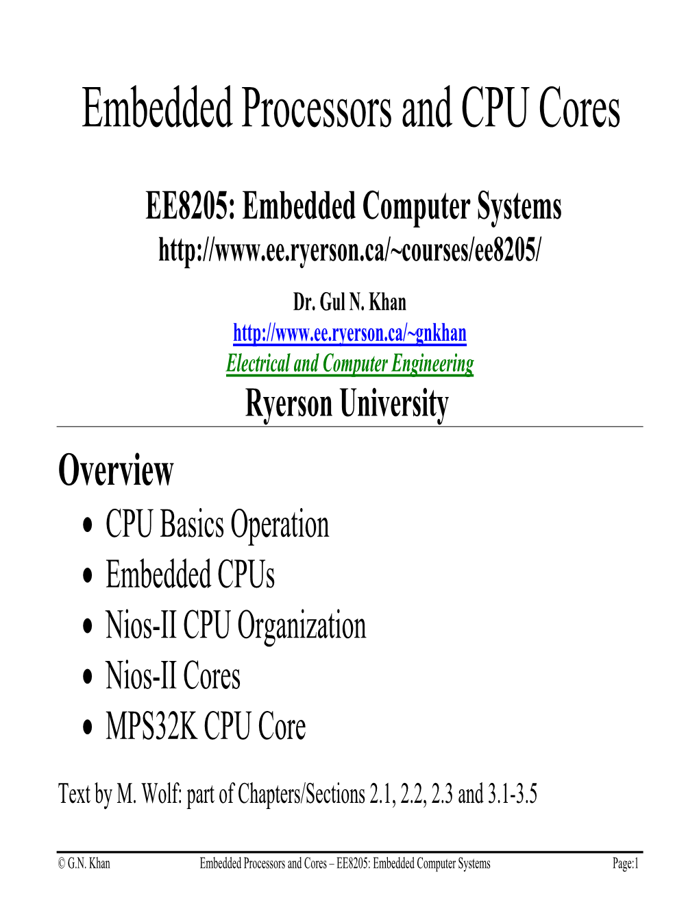 Embedded Processors and CPU Cores