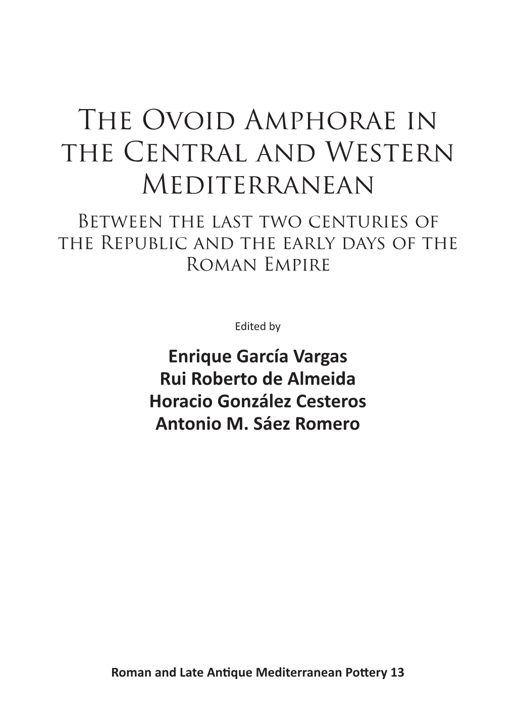 Ovoid Amphorae in Hispania Citerior/Tarraconensis