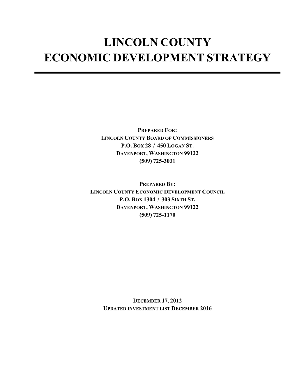 Lincoln County Economic Development Strategy