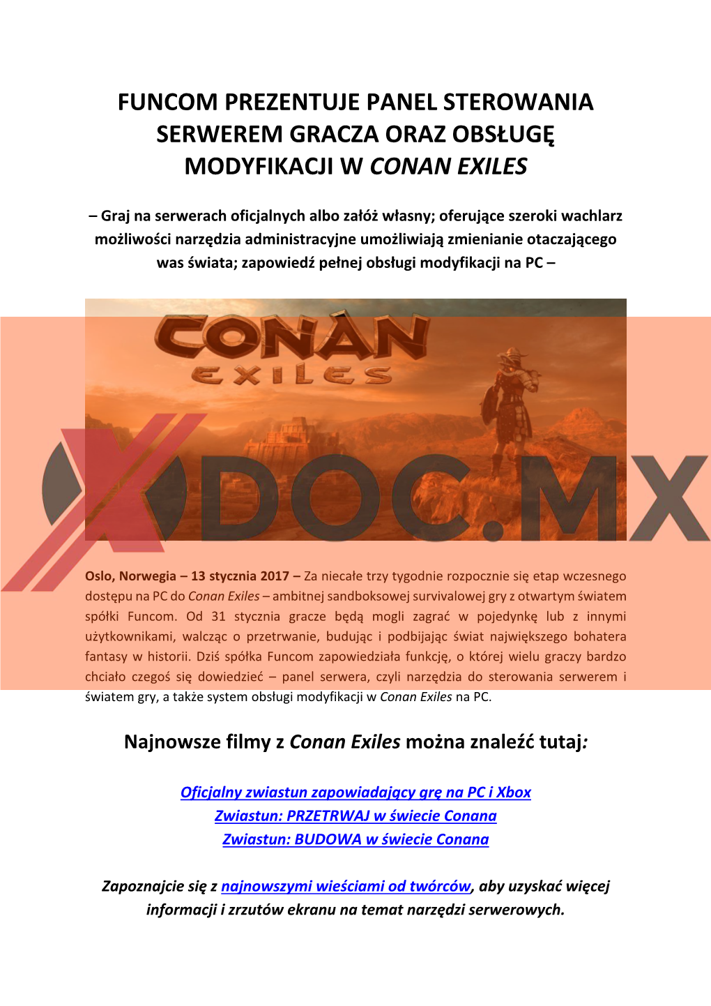 Funcom Prezentuje Panel Sterowania Serwerem Gracza Oraz Obsługę Modyfikacji W Conan Exiles