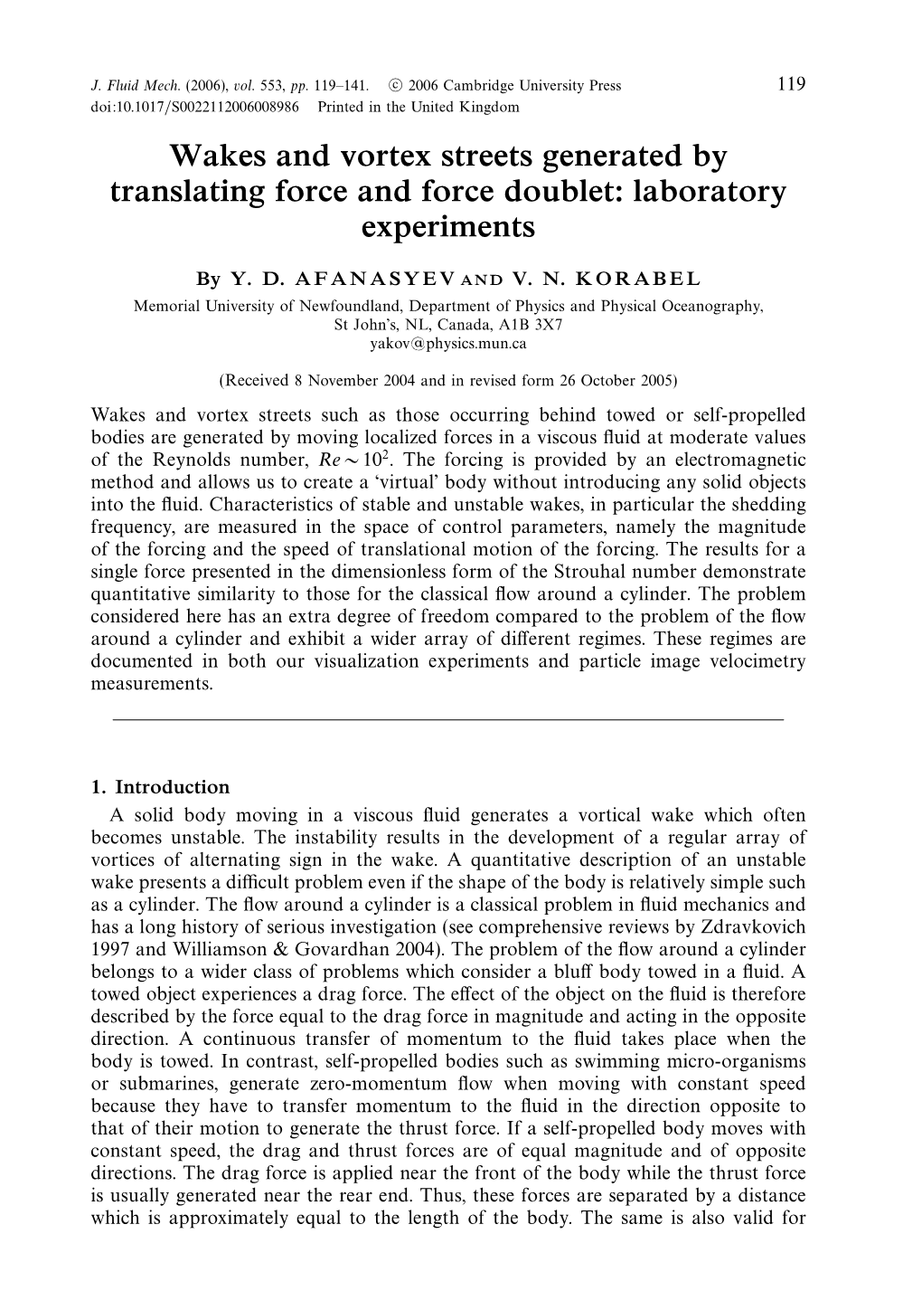 Wakes and Vortex Streets Generated by Translating Force and Force Doublet: Laboratory Experiments