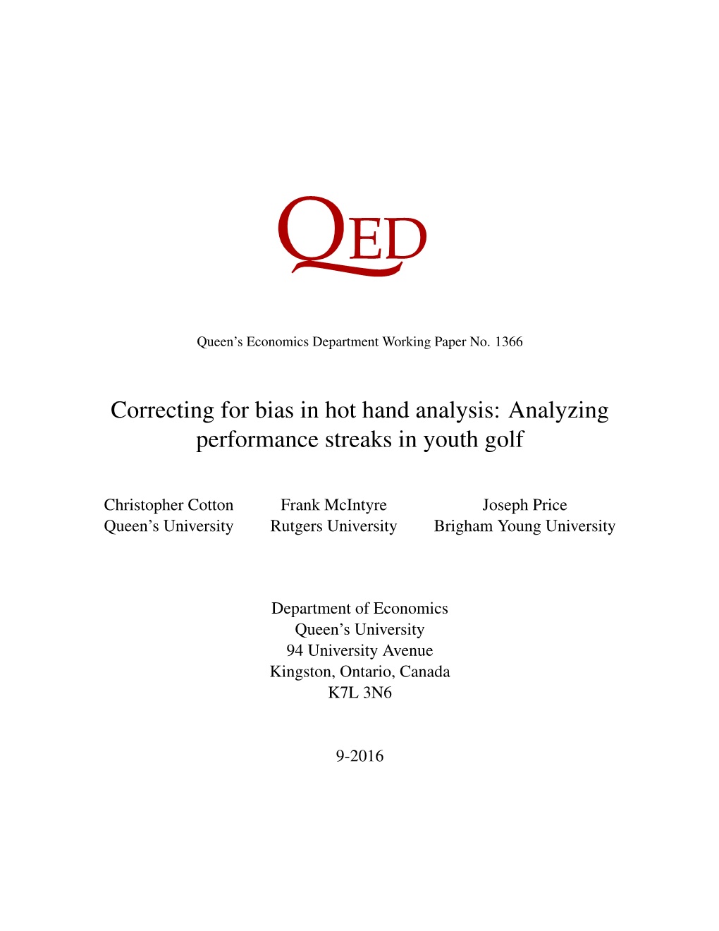 Correcting for Bias in Hot Hand Analysis: Analyzing Performance Streaks in Youth Golf