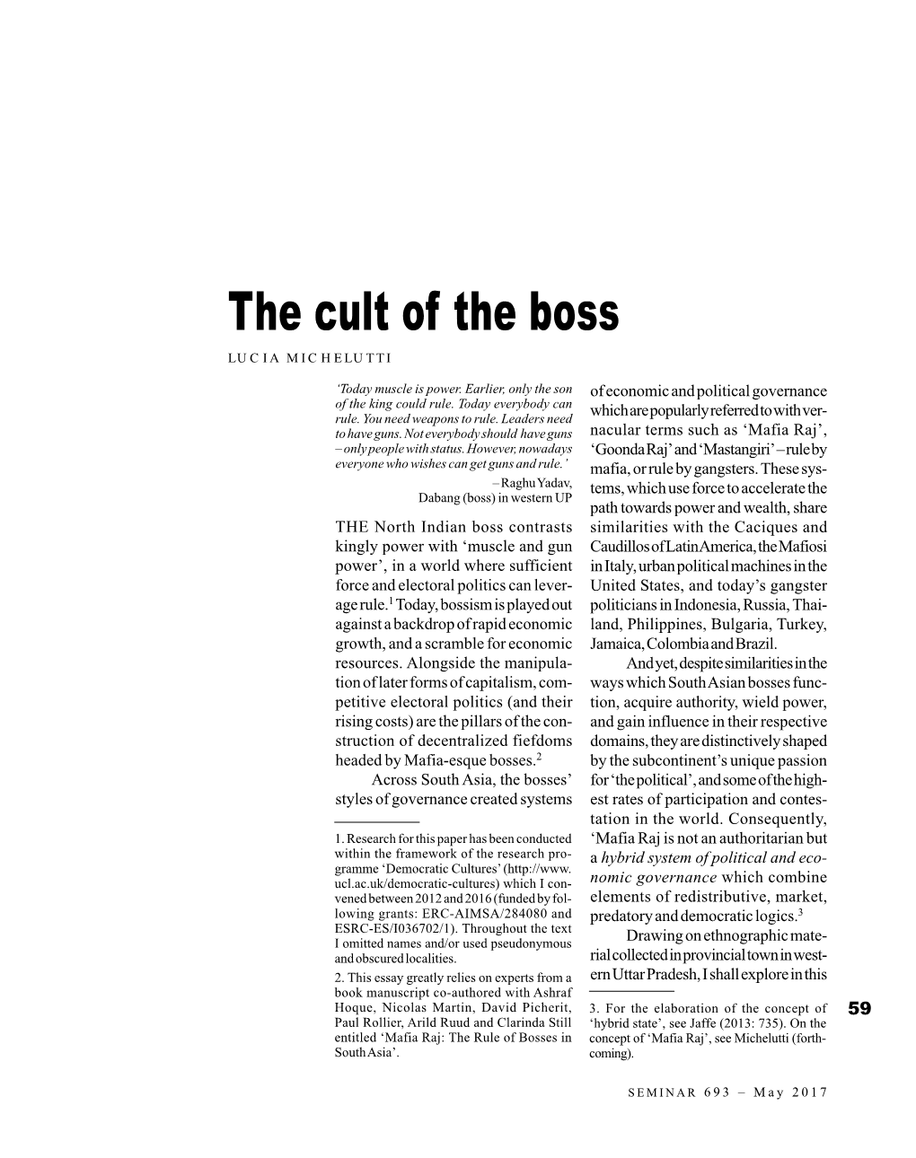 The Cult of the Boss LUCIA MICHELUTTI