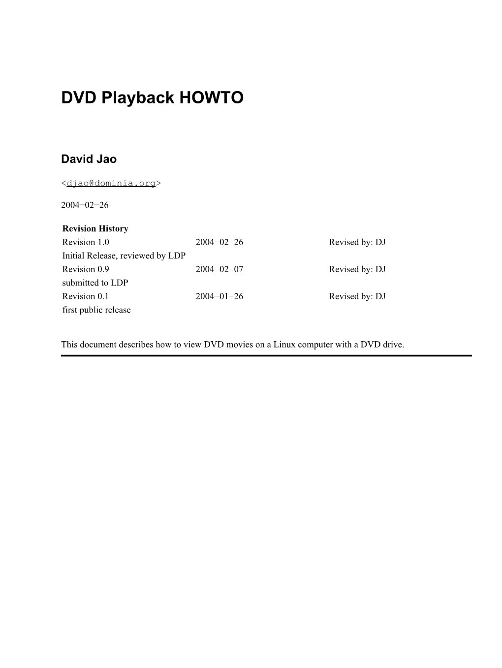 DVD Playback HOWTO