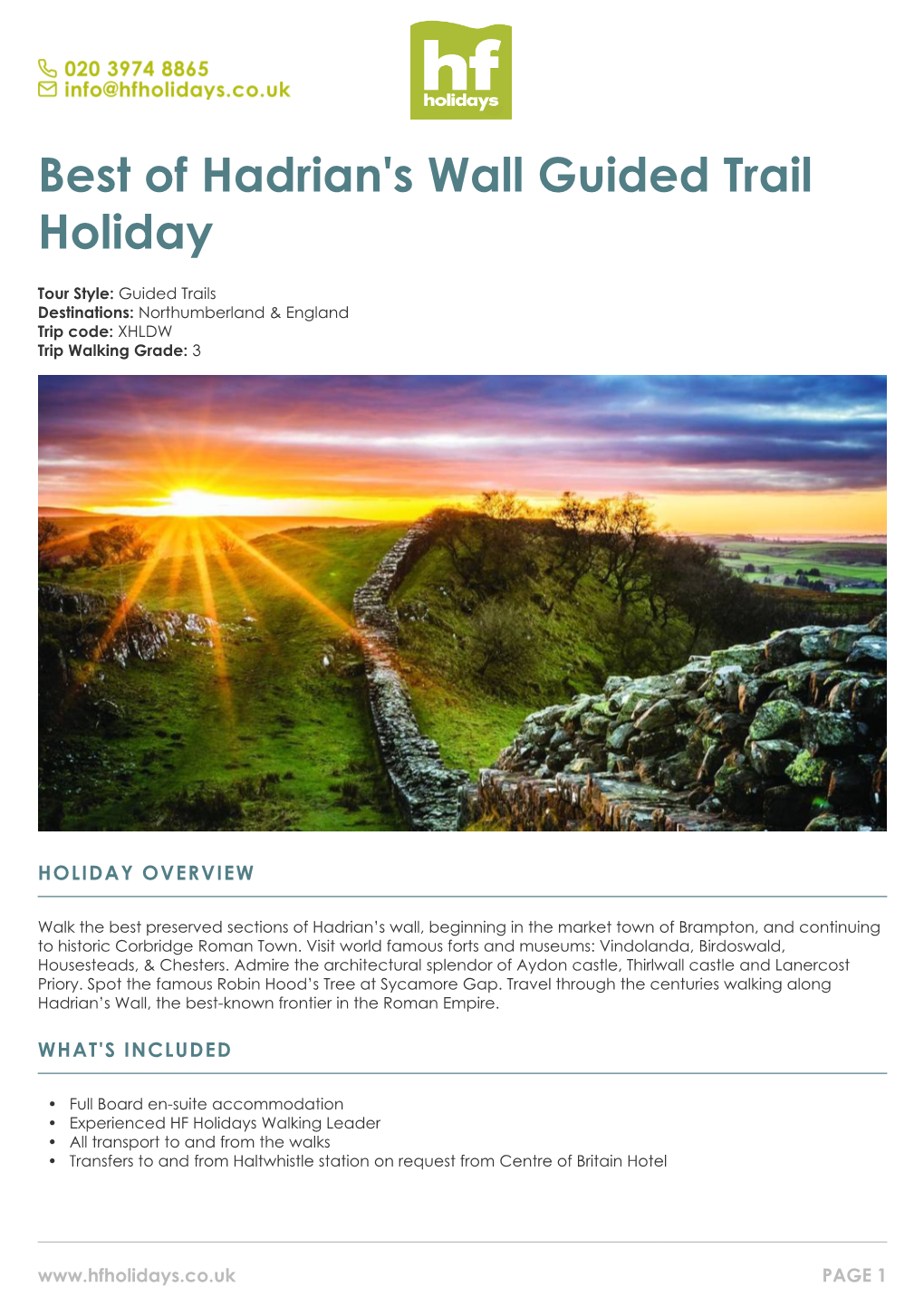 Best of Hadrian's Wall Guided Trail Holiday