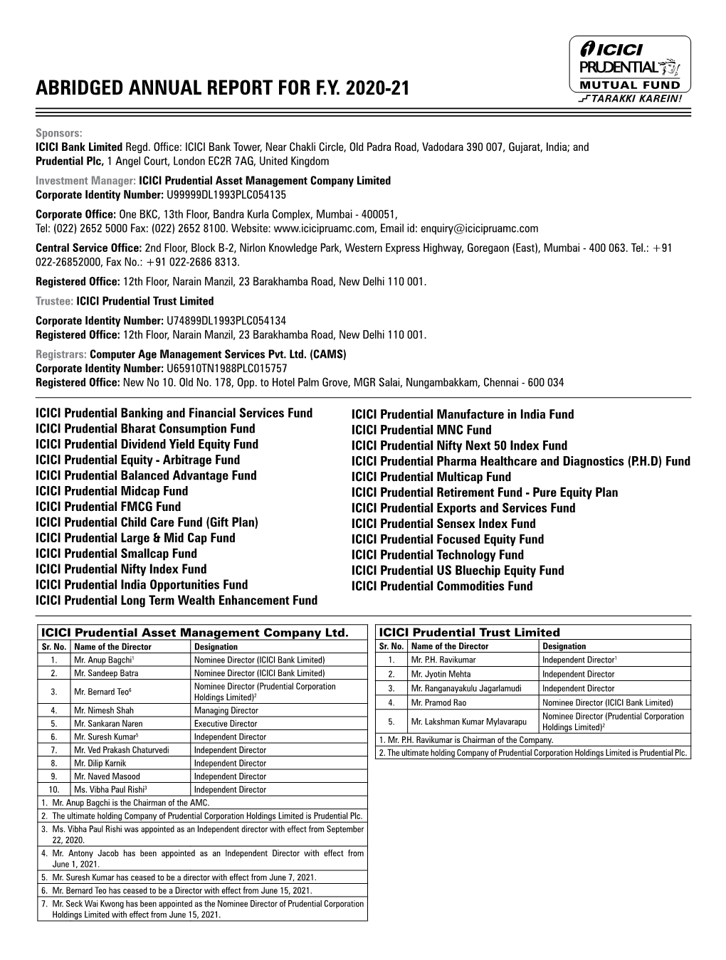 Abridged Annual Report for F.Y. 2020-21