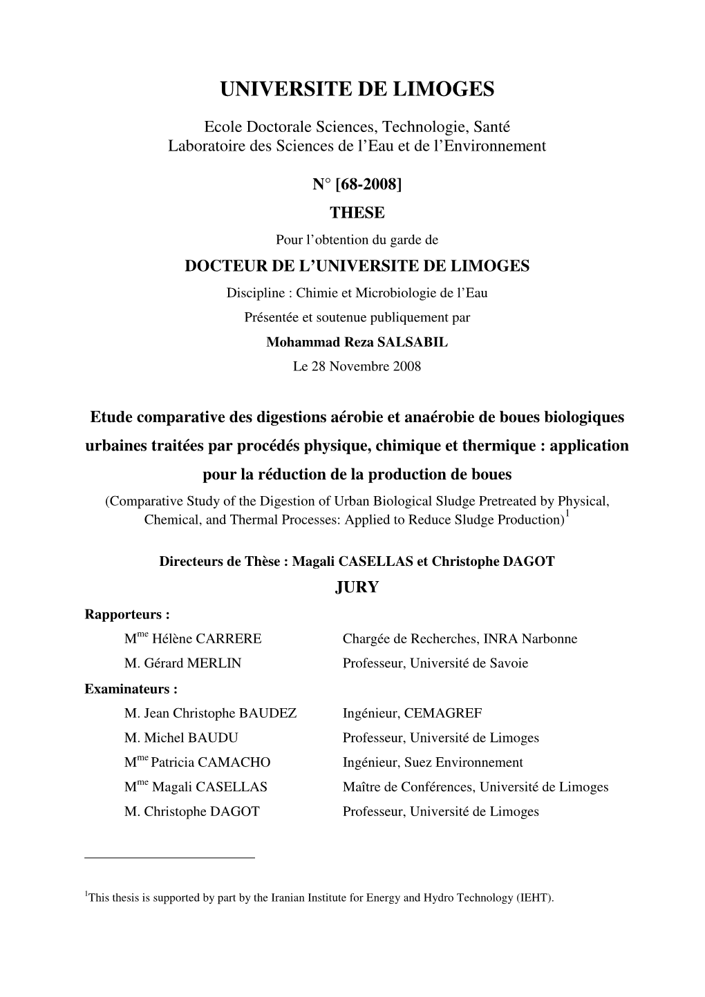 Comparative Study of the Digestion of Urban Biological Sludge Pretreated by Physical, Chemical, and Thermal Processes: Applied to Reduce Sludge Production)1