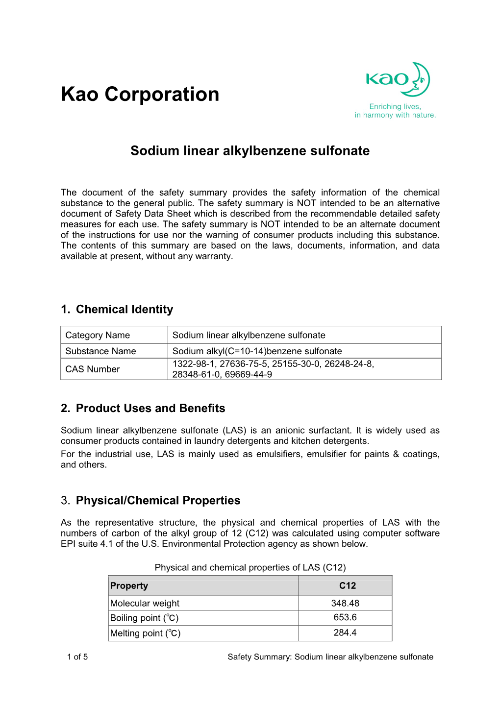 Sodium Linear Alkylbenzene Sulfonate