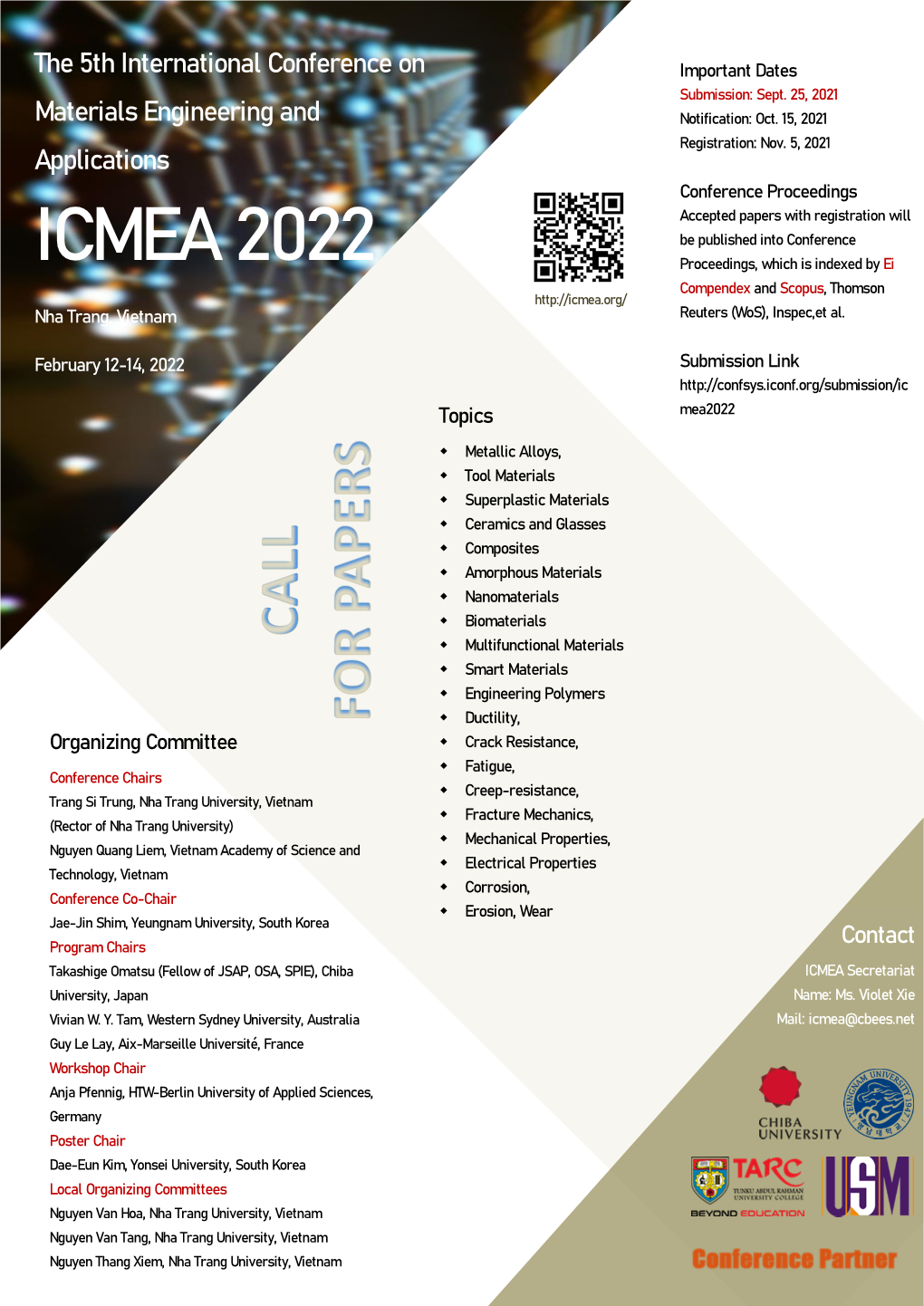 ICMEA 2022 Proceedings, Which Is Indexed by Ei Compendex and Scopus, Thomson Nha Trang, Vietnam Reuters (Wos), Inspec,Et Al