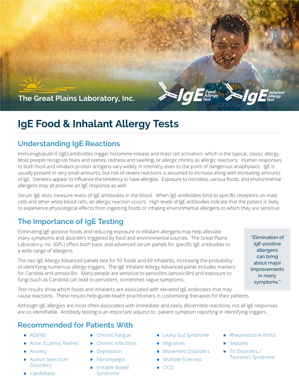 Ige Food & Inhalant Allergy Tests