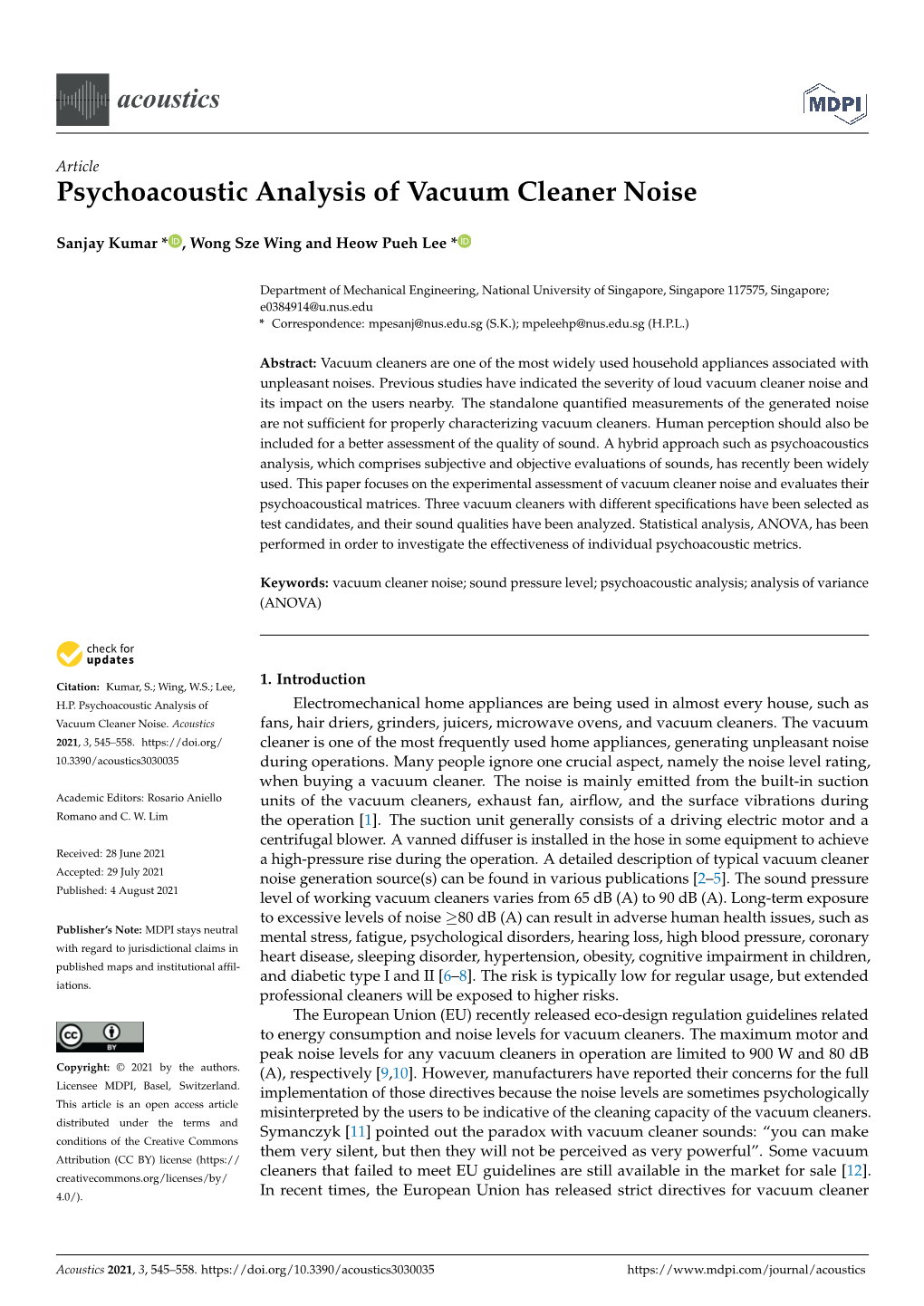 Psychoacoustic Analysis of Vacuum Cleaner Noise