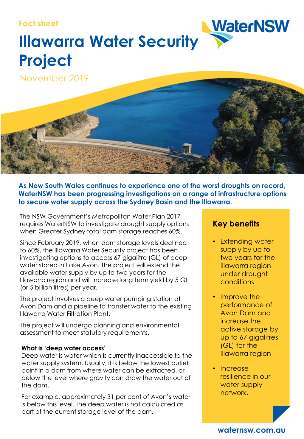 Fact Sheet Illawarra Water Security Project November 2019