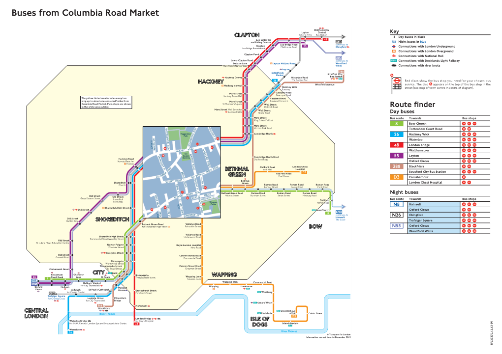 Buses from Columbia Road Market