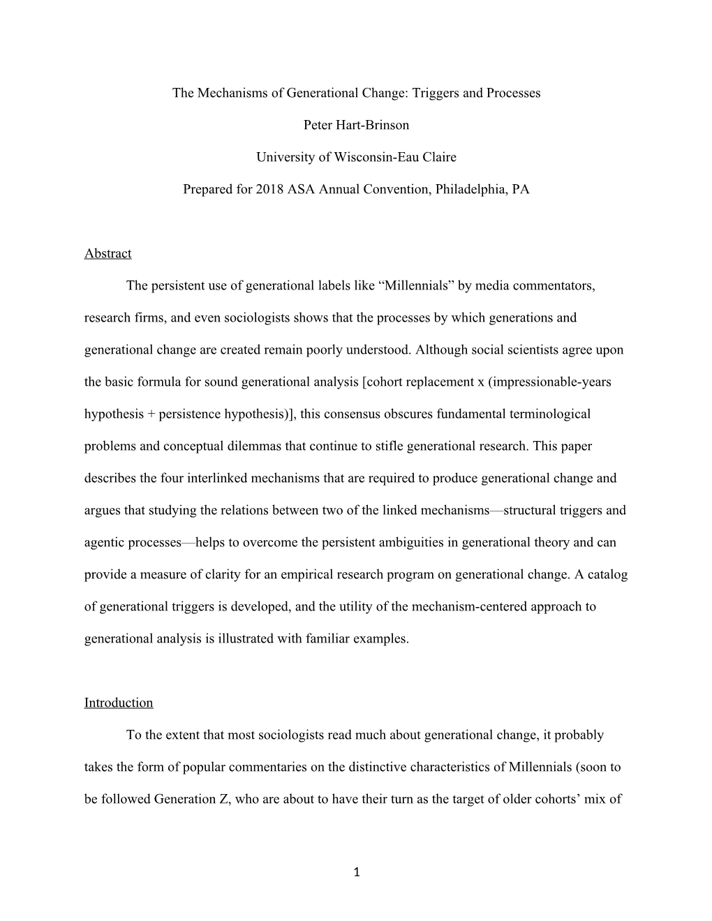 The Mechanisms of Generational Change: Triggers and Processes