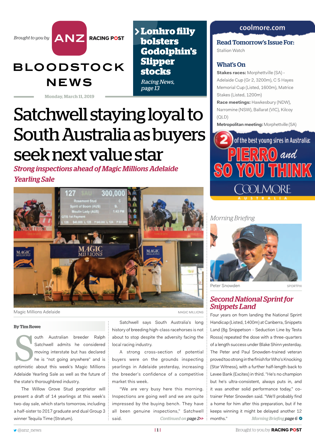 Satchwell Staying Loyal to South Australia As Buyers Seek Next Value Star | 2 | Monday, March 11, 2019