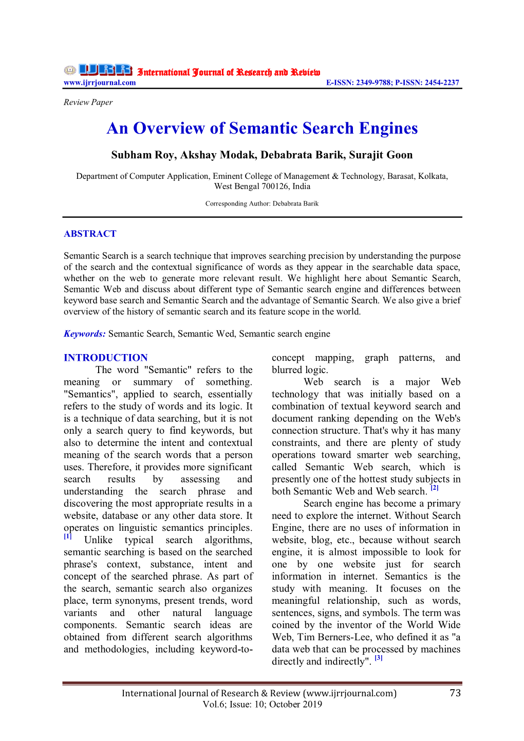 An Overview of Semantic Search Engines