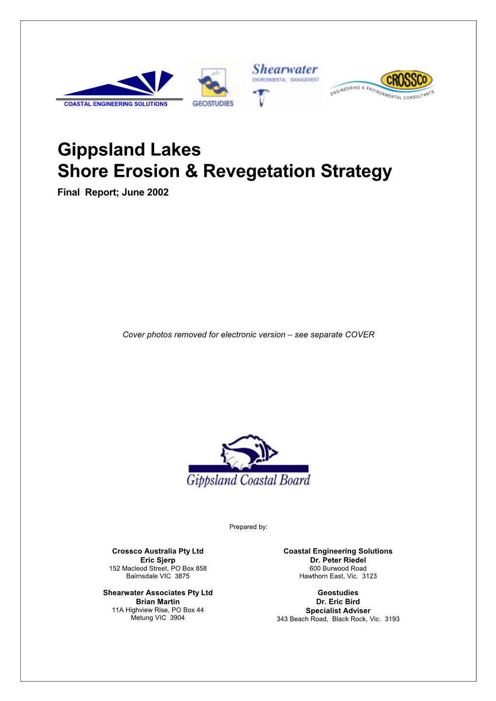 Gippsland Lakes Shore Erosion & Revegetation Strategy