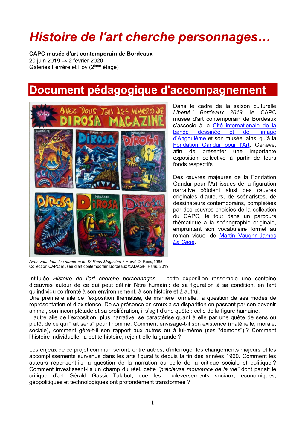 Document Histoire De L'art Cherche Personnages…